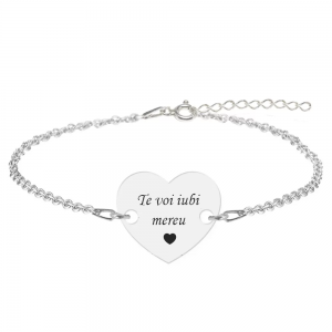 Bratara argint inimioara 16 mm - personalizata cu text